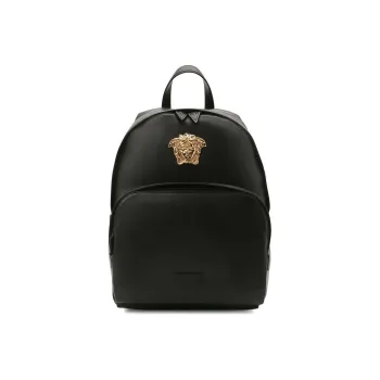 VERSACE Leather Backpack Regular Men's Black