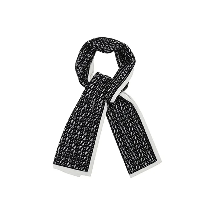 FENDI Knit Scarves Men Black White-2