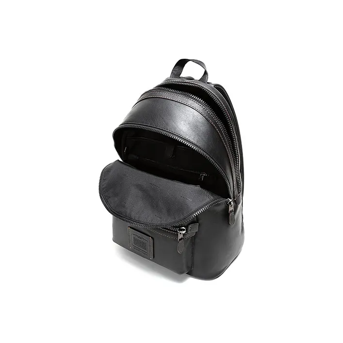 COACH Academy Leather Backpack Large Size Men's Black-4