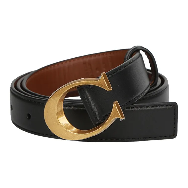 COACH Leather Leather Belts Women's Black Width  2.5cm-2