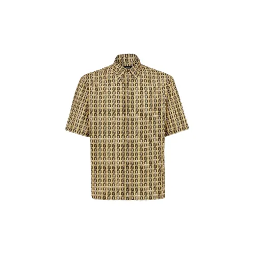 FENDI Shirts Men Yellow Brown