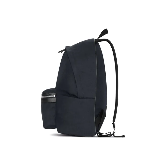 SAINT LAURENT Nylon Canvas Patchwork Leather Backpack Men's Marine Blue/Black-1