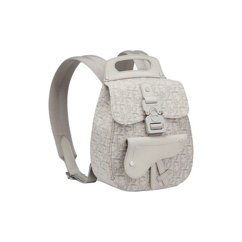 DIOR Saddle Canvas With Leather Backpack Mini Women's Beige-1