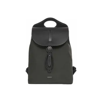 Burberry Pocket Bag Nylon And Leather Backpack Men's Seaweed Color