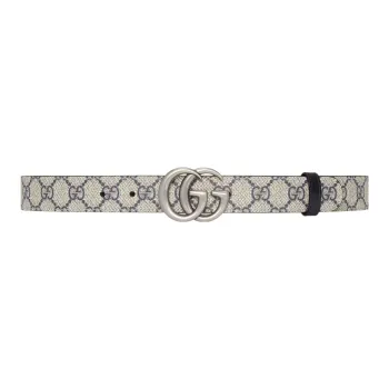 GUCCI Canvas Leather Belts Men's Beige/Blue Width 3cm