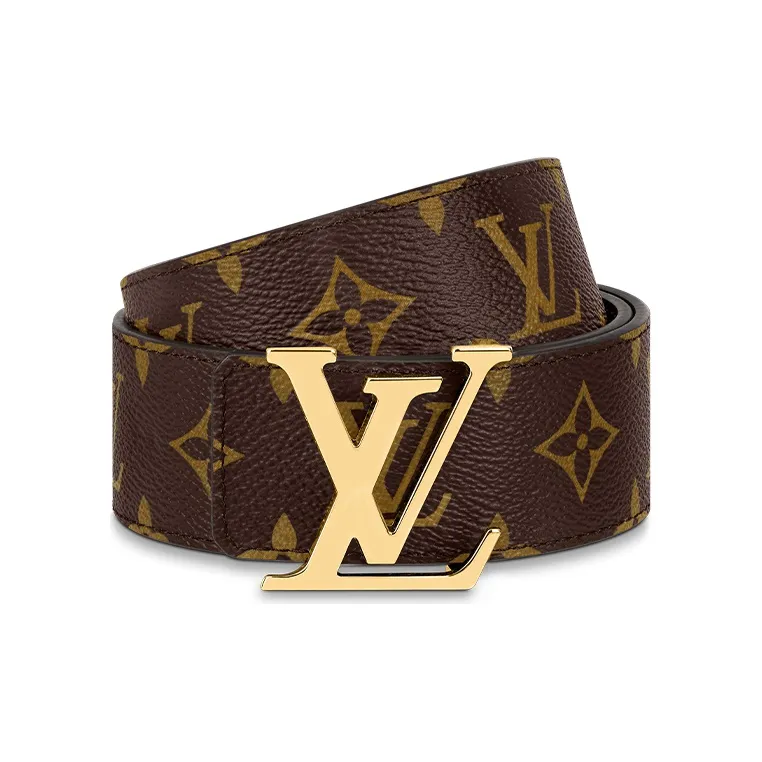 LOUIS VUITTON Monogram Smooth Buckle Cow Leather Leather Belts Men's Brown Width: 4cm-1