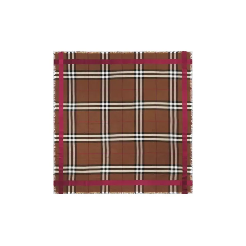 Burberry Silk Scarves Unisex Dark Birch Brown-0