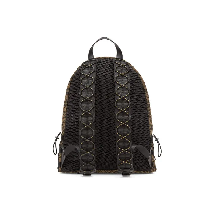 FENDI Canvas With Leather Backpack Regular Men's Brown-2
