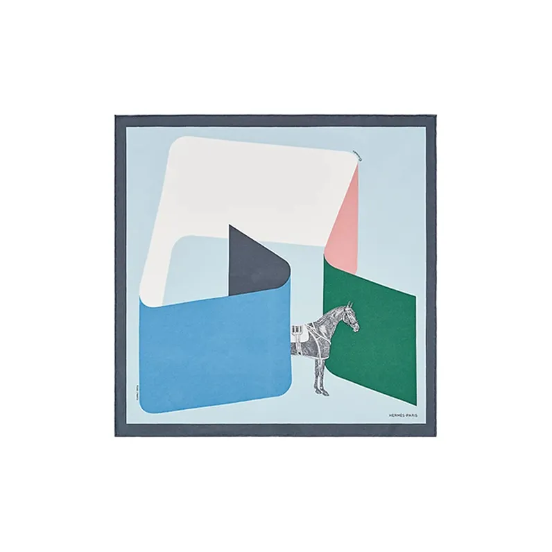 HERMES Silk Scarves Women's Sky Blue-0