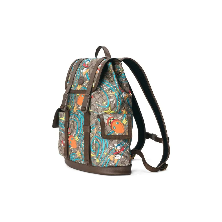 GUCCI Disney Collaboration Canvas With Leather Backpack Medium Size Unisex Ebony-1