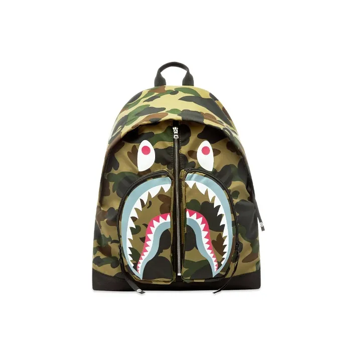 A BATHING APE Bape Polyester Backpack Unisex Green Camouflage-0