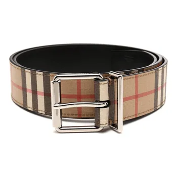 Burberry Leather Belts Men's Beige Width 3.5cm