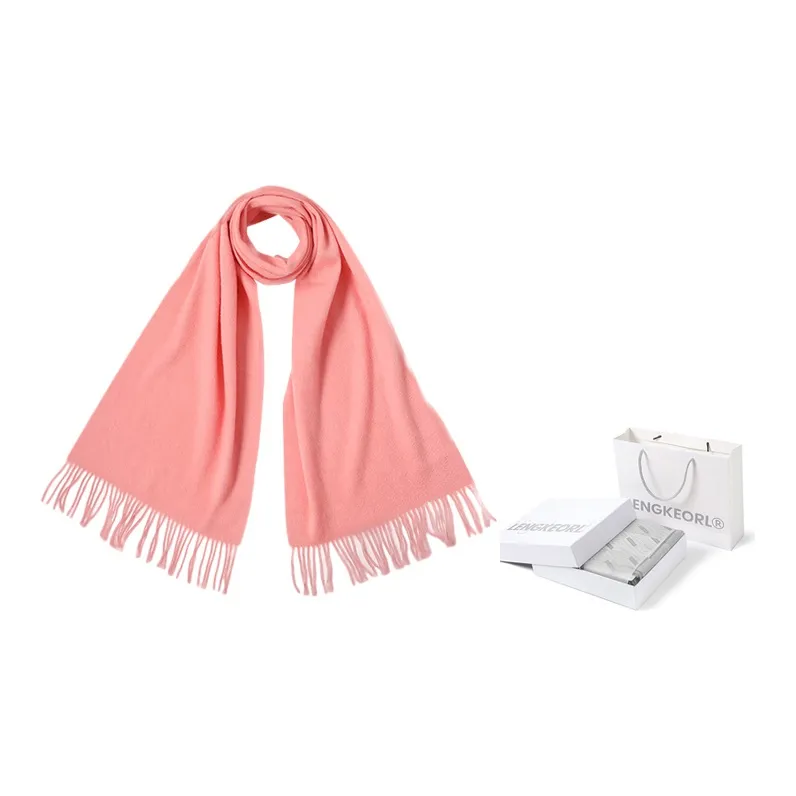 LENGKEORL Wool Knit Scarves Unisex Red-13