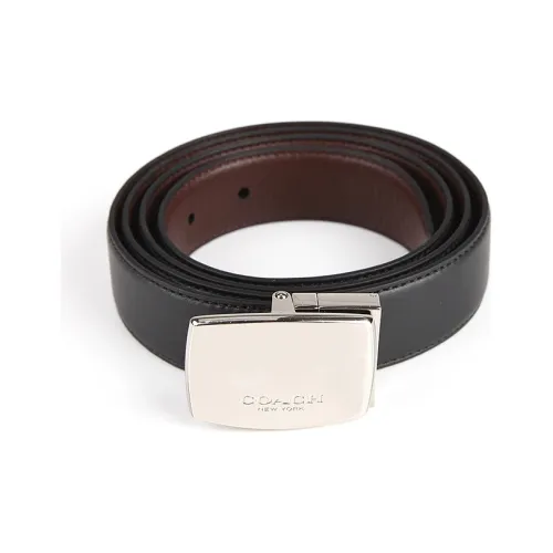 COACH Leather Leather Belts Men's Black/Brown Width 2.8cm
