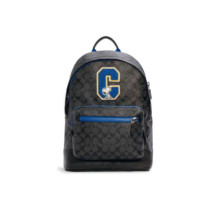 COACH SNOOPY West Canvas With Cow Leather Backpack Mini Men's Charcoal Black Monogram-0