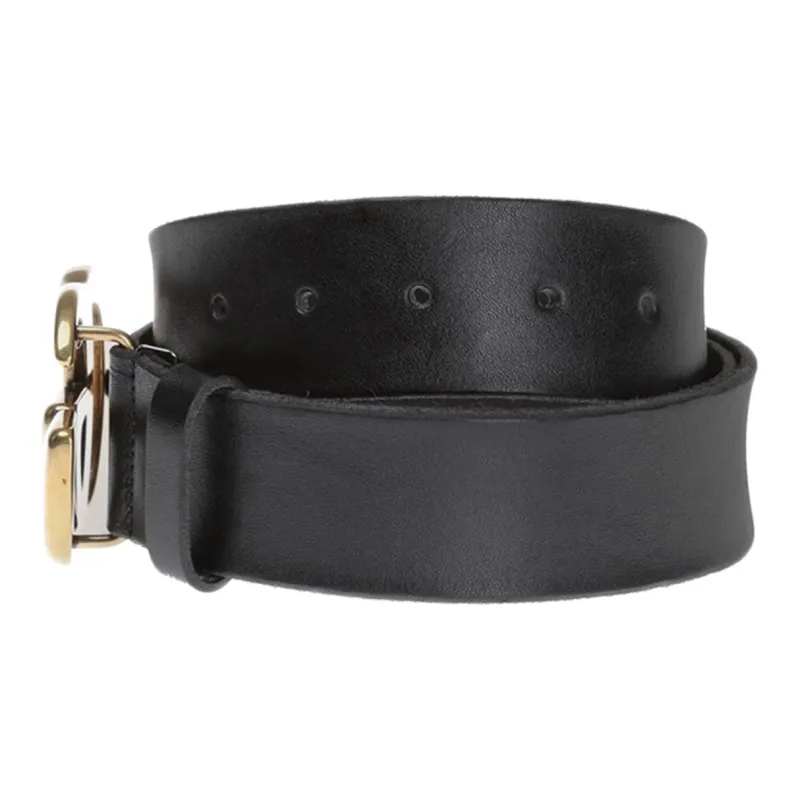 GUCCI Leather Belt With Double G Buckle 1.5 Width-1