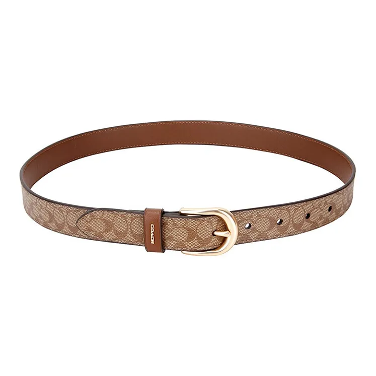 COACH Artificial Leather Belts Women's Khaki Width 2.5cm-2