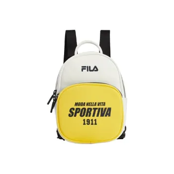 FILA PU, Textile Mixture Backpack Mini Women's White & Yellow