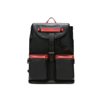 LONGCHAMP 3D Multicolor Cow Leather Laptop Backpack Medium Size Unisex Black Brick Red