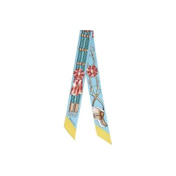 HERMES Jumping Silk Scarves Women's Light Blue