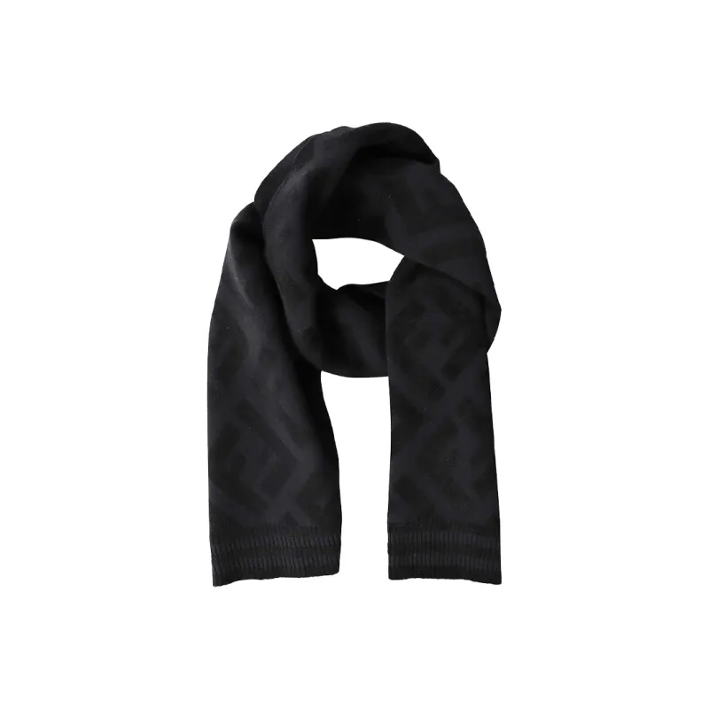 FENDI Wool Knit Scarves Unisex Black Blue-0