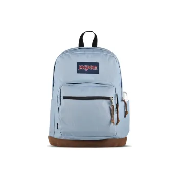 JanSport Leather Backpack Medium Size Unisex Haze Blue