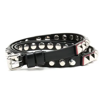 PRADA Leather Belts Women's Black Red