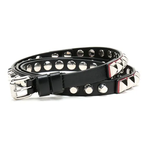 PRADA Leather Belts Women's Black Red