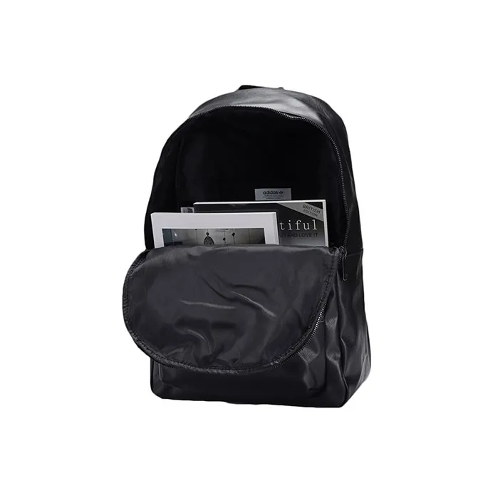 Adidas Originals Leather Backpack Regular Women's Black Gold Color Scheme-1