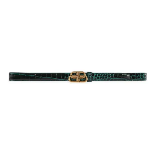 Balenciaga Leather Belts Unisex Dark Green