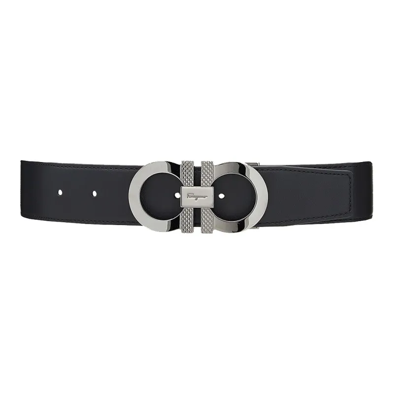 Ferragamo Reversible And Adjustable Gancini Belt Ruthenium-1