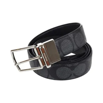 COACH Leather Leather Belts Men's Black Gray Color Width  3cm