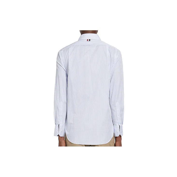 THOM BROWNE Pinstriped Curved Hem Shirt-1
