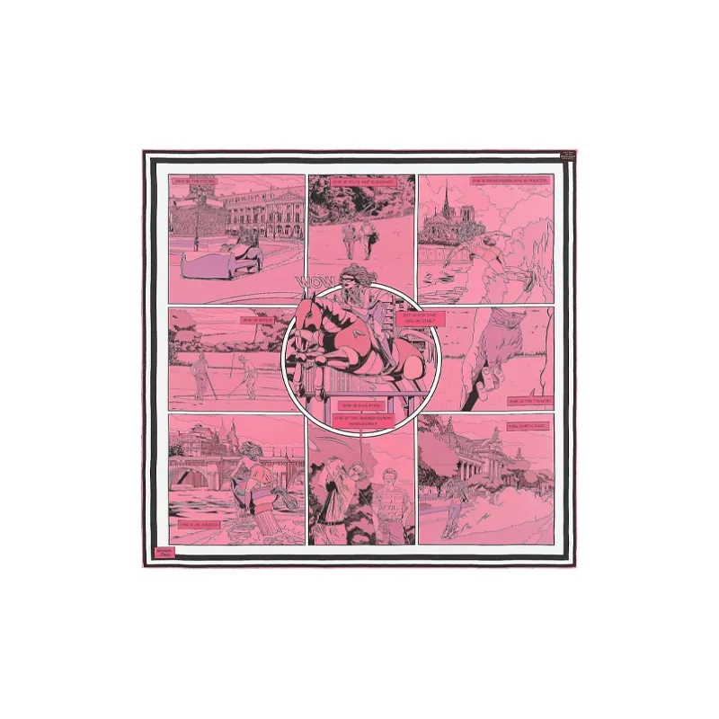 HERMES Silk Scarves Women's Pink/Green-2