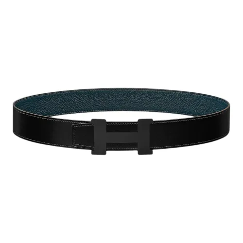 HERMES Constance Leather Belts Unisex Black/Blue