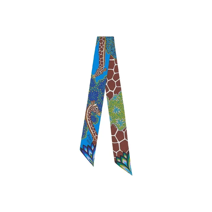 HERMES Silk Scarves Women's Blue Green Brown-0