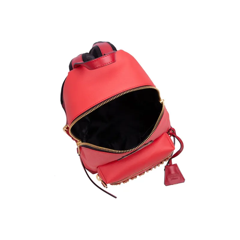 MOSCHINO Leather Backpack Women's Red-4