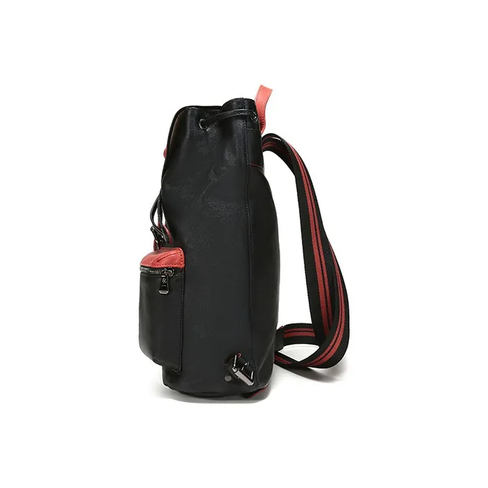 LONGCHAMP 3D Multicolor Cow Leather Laptop Backpack Medium Size Unisex Black Brick Red-2