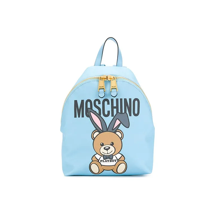 MOSCHINO Teddy Polyurethane Backpack Bear Bag Women's Blue-0