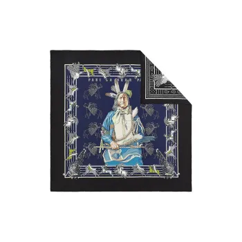 HERMES Silk Scarves Women's Navy Blue Black