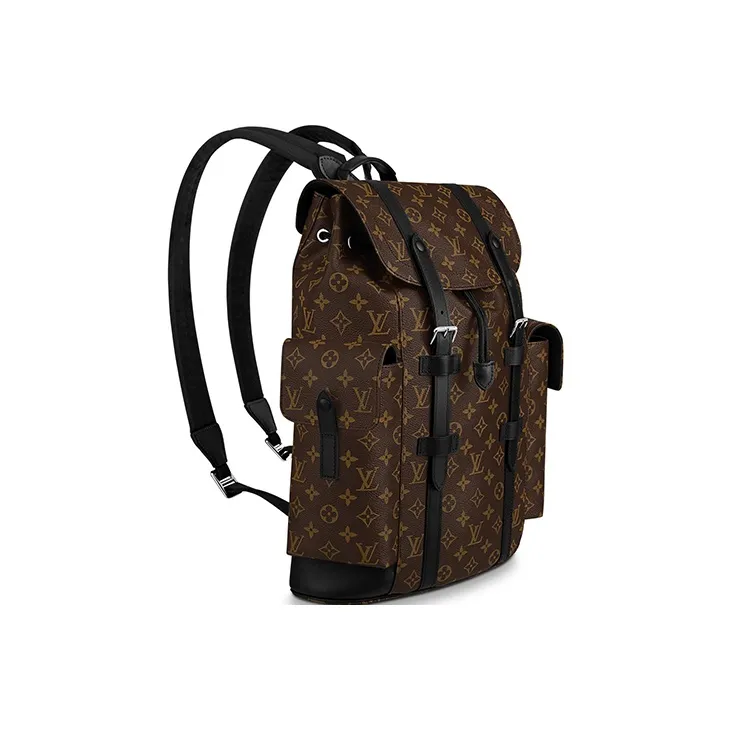 LOUIS VUITTON CHRISTOPHER Canvas With Leather Backpack Medium Size Men's Brown-1