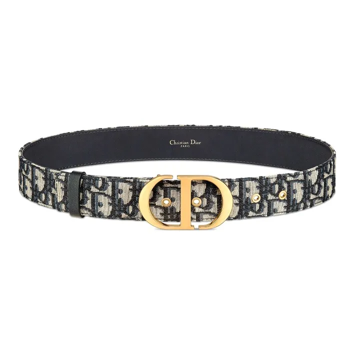 DIOR 30 Montaigne Cow Leather Belts Women's Blue Width  3.5cm-0