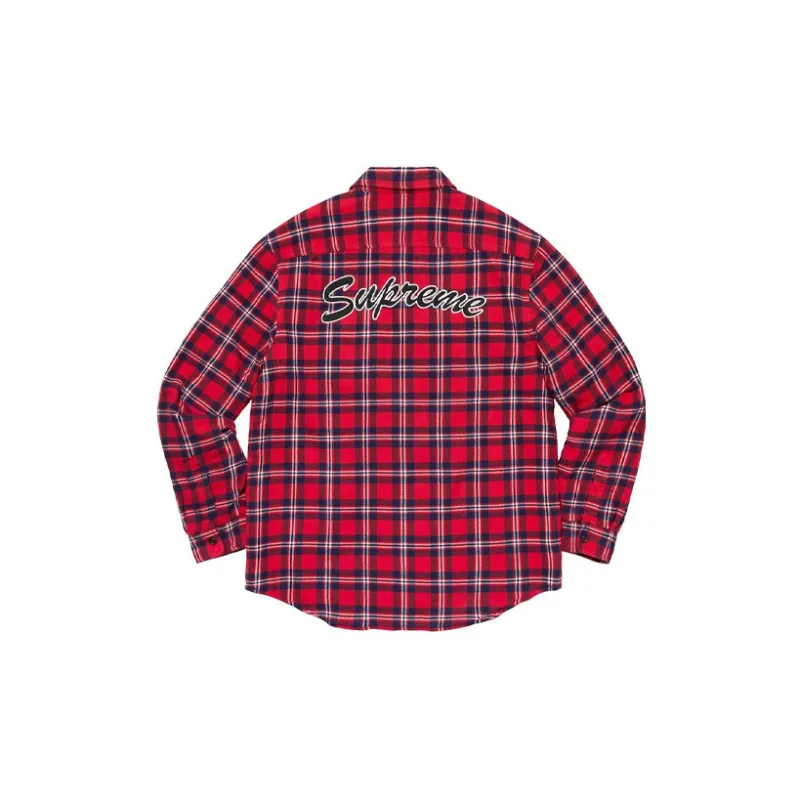 Supreme Arc Logo Quilted Flannel Shirt-1