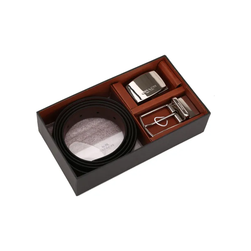 COACH Leather Leather Belts Men's Black/Brown Width 2.8cm-7
