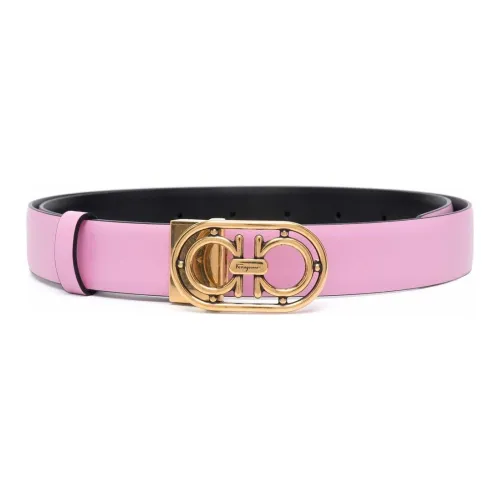 Ferragamo Gancini Leather Belts Unisex Pink