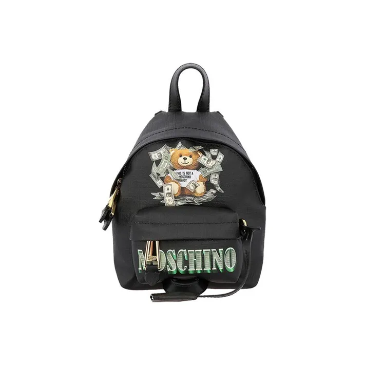 MOSCHINO Leather Backpack Mini Women's Black-0