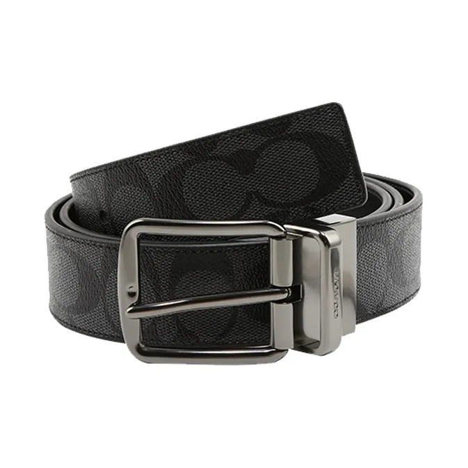 COACH Leather Belts Men's Black Width 3.8cm-0