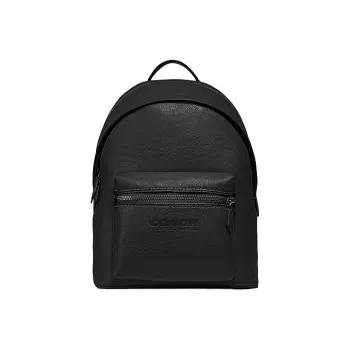 COACH Charter Glossy Pebbled Leather Backpack Large Size Men's Black