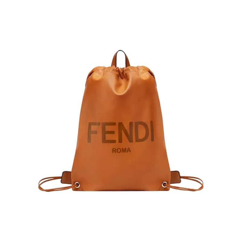 FENDI Cow Leather Backpack Regular Men's Brown-0