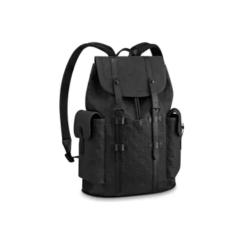 LOUIS VUITTON CHRISTOPHER Cow Leather Backpack Medium Size Men's Black